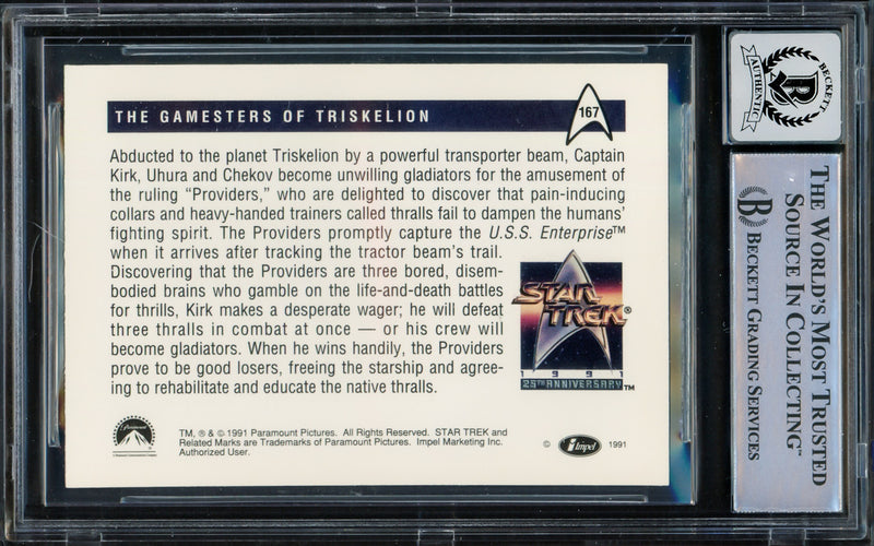 William Shatner Autographed 1991 Impel 25th Anniversary Card #167 Star Trek Captain Kirk Auto Grade Gem Mint 10 Beckett BAS #16580500