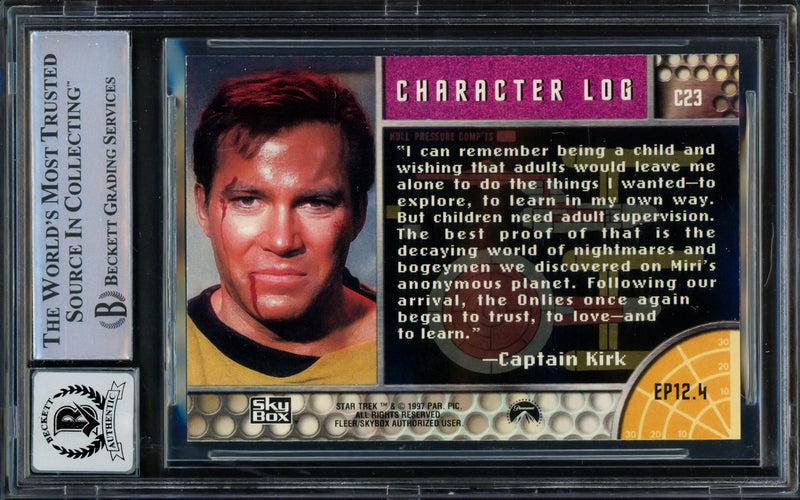 William Shatner Autographed 1997 Fleer Skybox Card #C23 Star Trek Captain Kirk Auto Grade Gem Mint 10 The Original Series Season 1 Beckett BAS #16580641