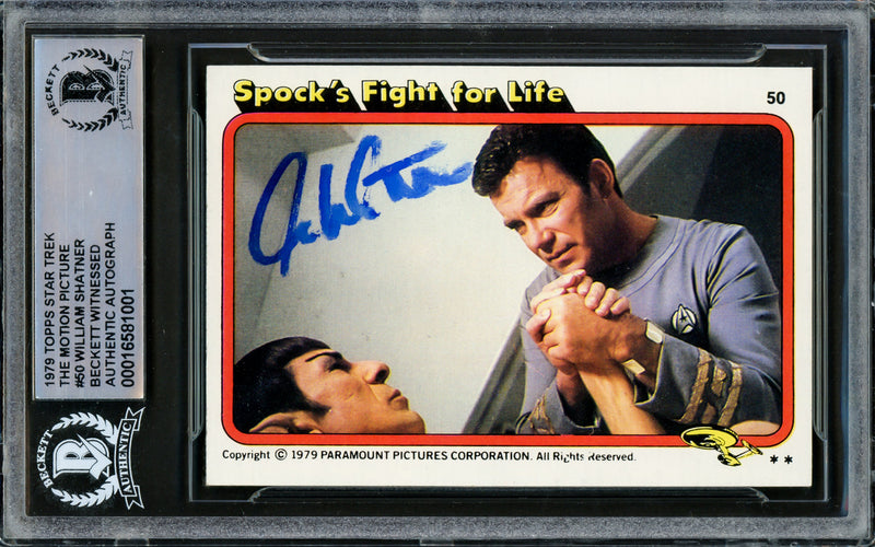 William Shatner Autographed 1979 Topps The Motion Picture Card #50 Star Trek Captain Kirk Beckett BAS #16581001