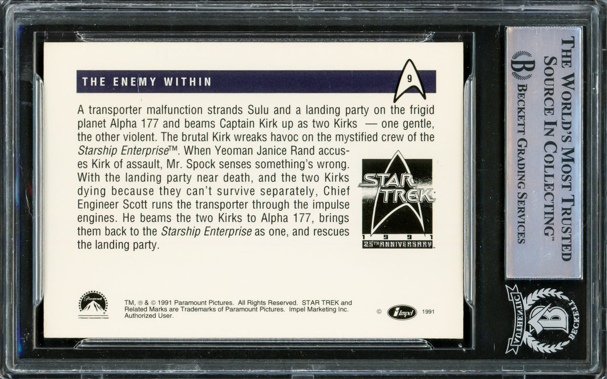 William Shatner Autographed 1991 Impel 25th Anniversary Card #9 Star Trek Captain Kirk Beckett BAS #16581069