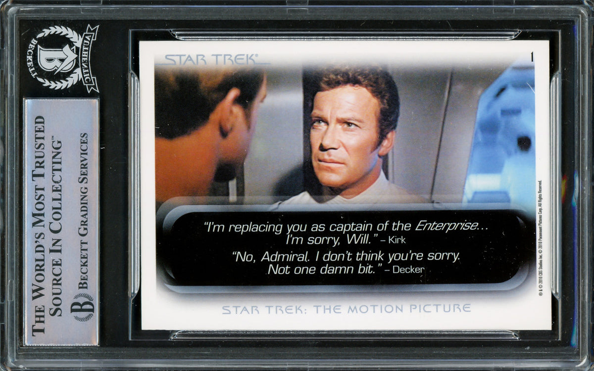 William Shatner Autographed 2010 Rittenhouse Quotable Card #1 Star Trek Captain Kirk Beckett BAS #16581154