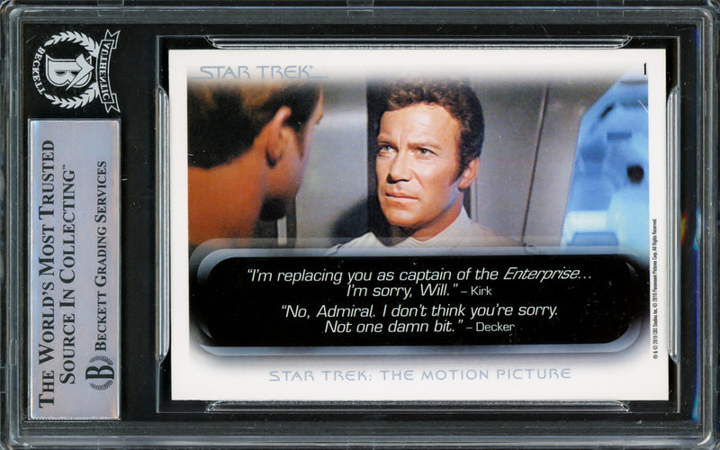 William Shatner Autographed 2010 Rittenhouse Quotable Card #1 Star Trek Captain Kirk Beckett BAS #16581154