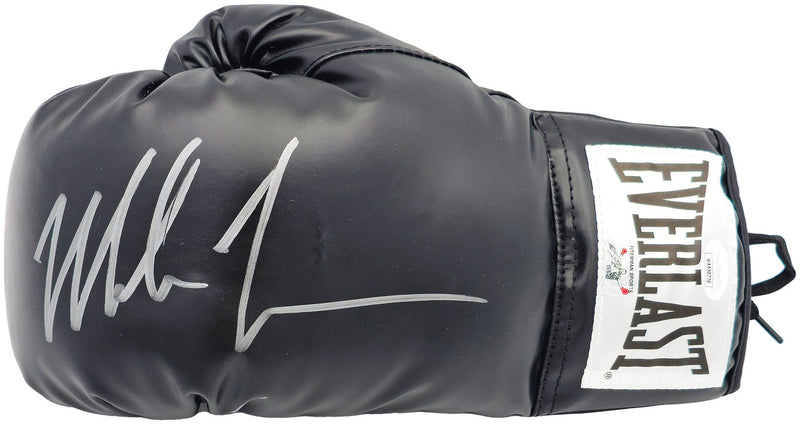 Mike Tyson Autographed Black Everlast Boxing Glove (Left Handed LH, Silver) JSA Stock #228078