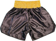 Floyd Mayweather Jr Autographed Black & Gold Boxing Trunks JSA Stock #228781