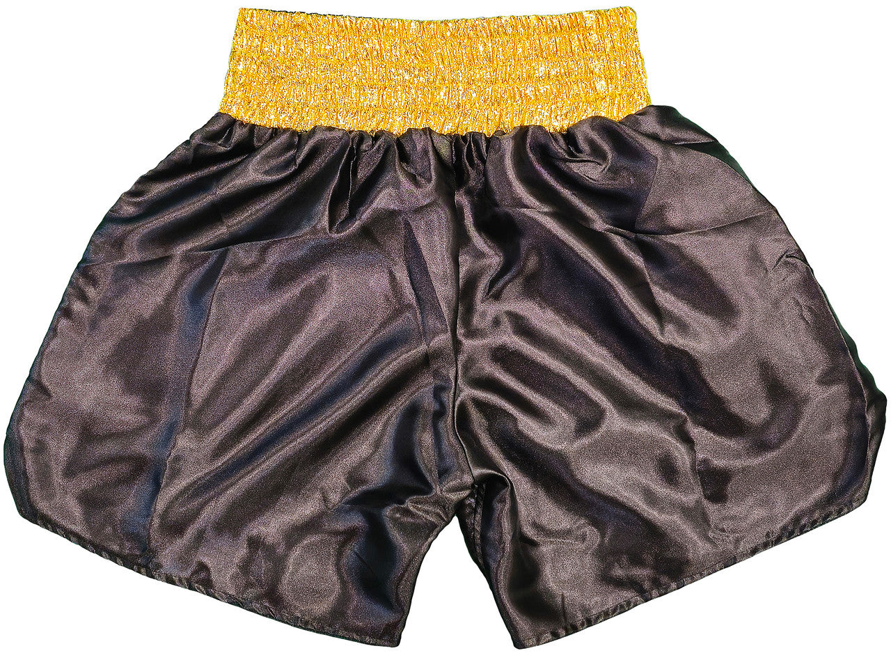Floyd Mayweather Jr Autographed Black & Gold Boxing Trunks JSA Stock #228781