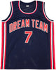 Team USA Larry Bird Autographed Blue Basketball Jersey Beckett BAS QR Stock #228094