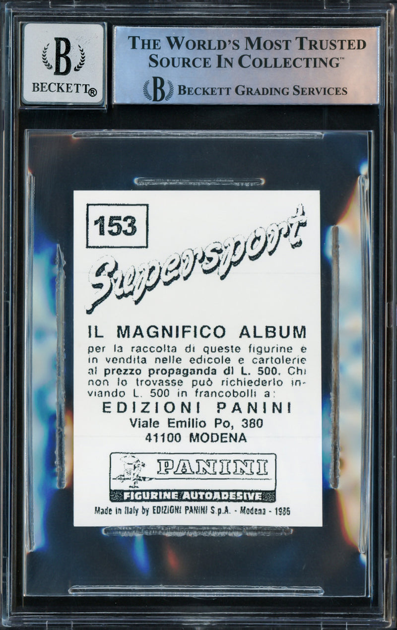 Mike Tyson Autographed 1986 Panini Supersport Reprint Rookie Retro Sticker Card #153 Auto Grade Gem Mint 10 Beckett BAS Stock #228824