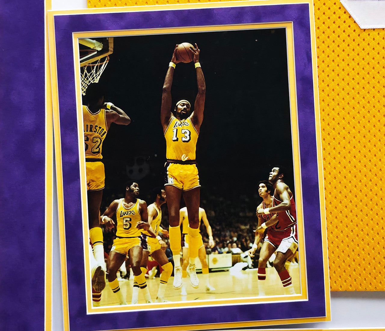 Los Angeles Lakers Wilt Chamberlain Autographed Framed Yellow Champion Jersey PSA/DNA #AE02265