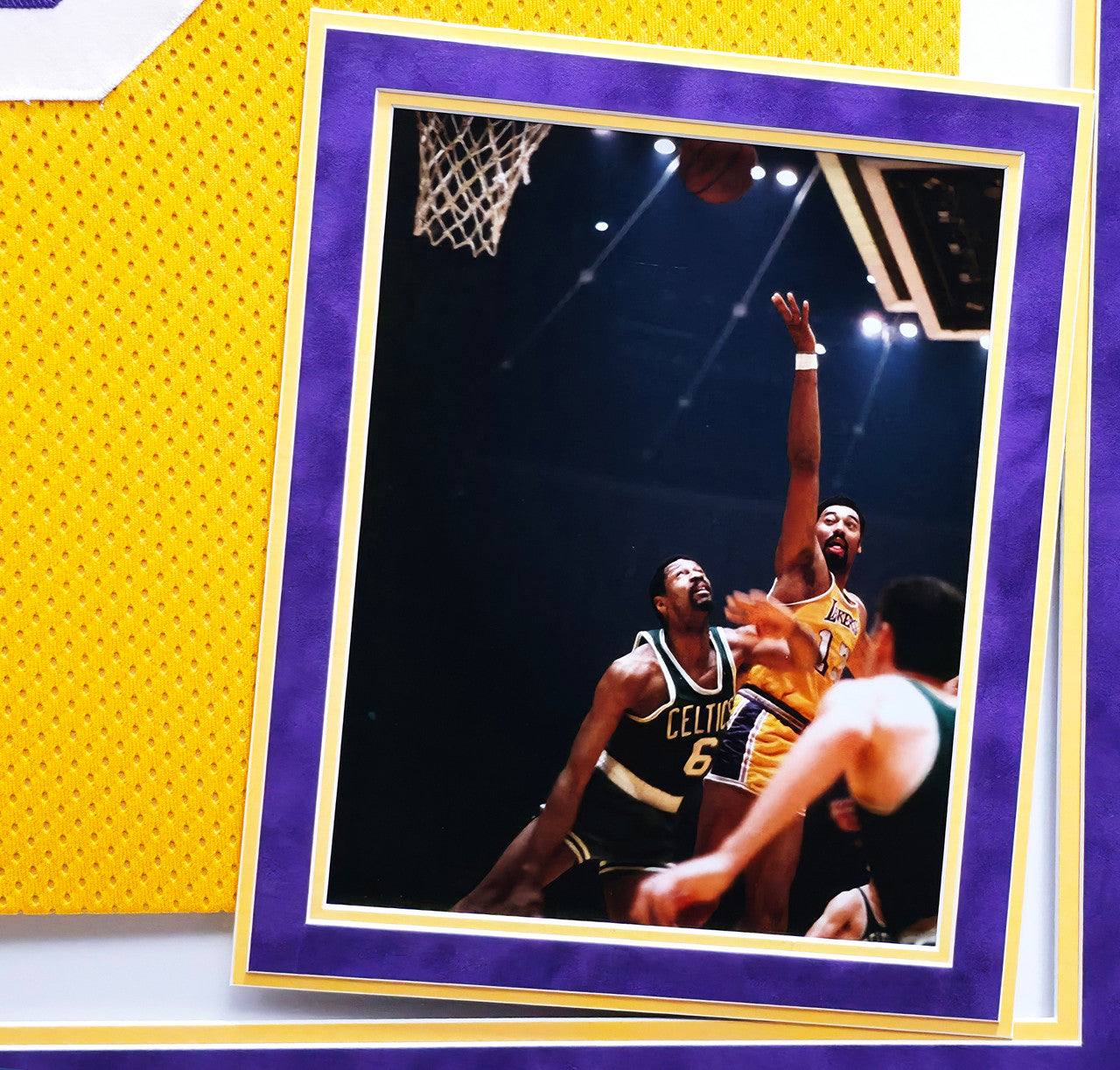 Los Angeles Lakers Wilt Chamberlain Autographed Framed Yellow Champion Jersey PSA/DNA #AE02265