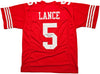 San Francisco 49ers Trey Lance Autographed Red Jersey Beckett BAS Witness Stock #215020