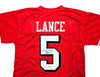San Francisco 49ers Trey Lance Autographed Red Jersey Beckett BAS Witness Stock #215019
