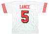 San Francisco 49ers Trey Lance Autographed White Jersey Beckett BAS Witness Stock #215021