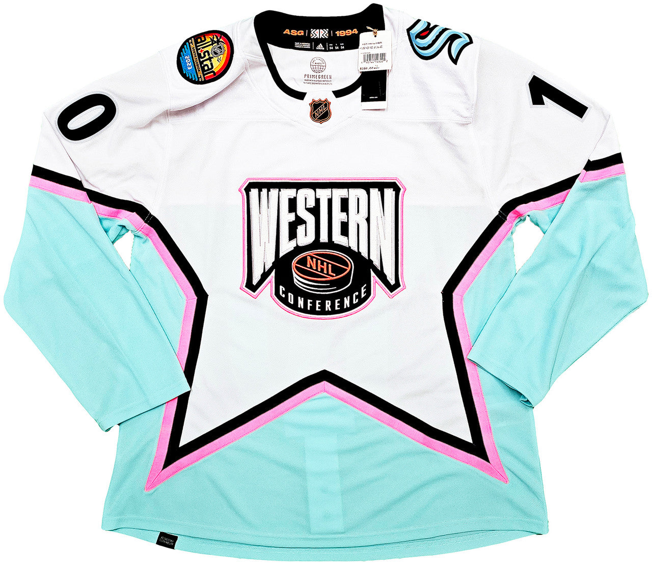Seattle Kraken Matty Beniers Autographed White Adidas 2023 All Star Game Jersey Size 54 "1st ASG 2-4-23" Fanatics Holo Stock #215324