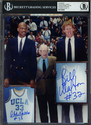 Kareem Abdul Jabbar, John Wooden & Bill Walton Autographed 8x10 Photo UCLA Bruins Auto Grade Gem Mint 10 Beckett BAS Stock #239955