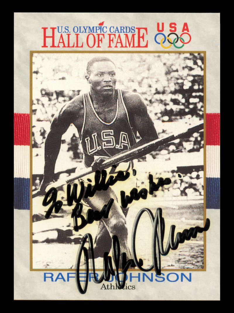Rafer Johnson Autographed 1991 Impel U.S. Olympics Card #9 "To Willie" SKU #240692