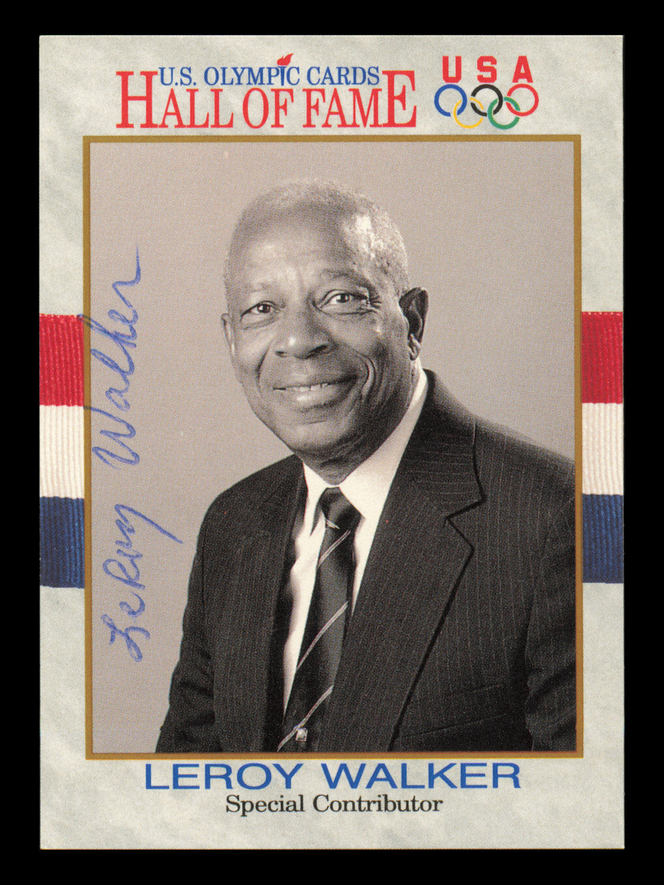 Leroy Walker Autographed 1991 Impel U.S. Olympics Card #76 SKU #240721