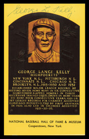 George Kelly Autographed Hall of Fame HOF Plaque Postcard New York Giants SKU #240791