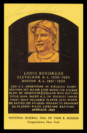 Lou Boudreau Autographed Hall of Fame HOF Plaque Postcard Cleveland Indians SKU #240846