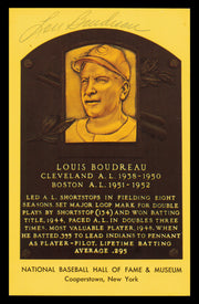 Lou Boudreau Autographed Hall of Fame HOF Plaque Postcard Cleveland Indians SKU #240848