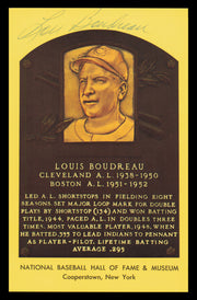Lou Boudreau Autographed Hall of Fame HOF Plaque Postcard Cleveland Indians SKU #240850