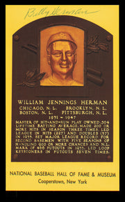 Billy Herman Autographed Hall of Fame HOF Plaque Postcard Chicago Cubs SKU #240861