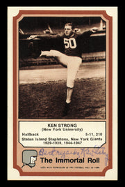 Ken Strong Autographed 1974 Fleer Card New York Giants (Back Damage) SKU #240904