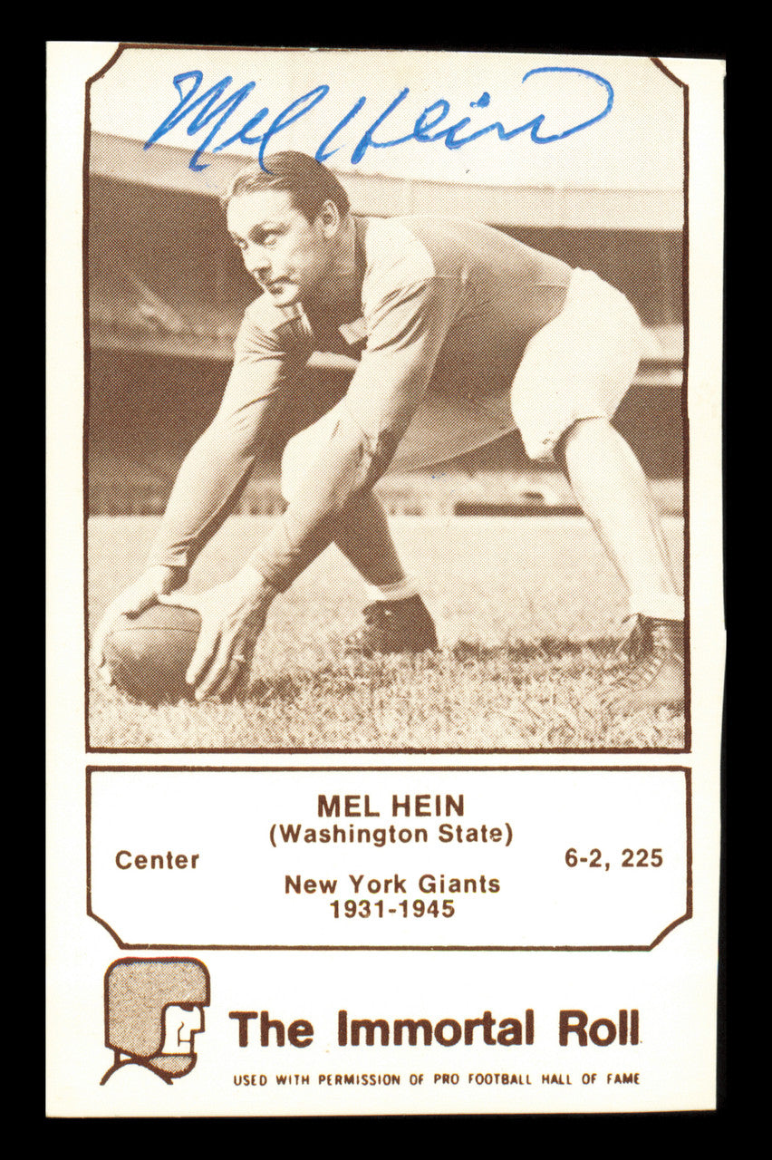 Mel Hein Autographed 1975 Fleer Card #12 New York Giants SKU #240905