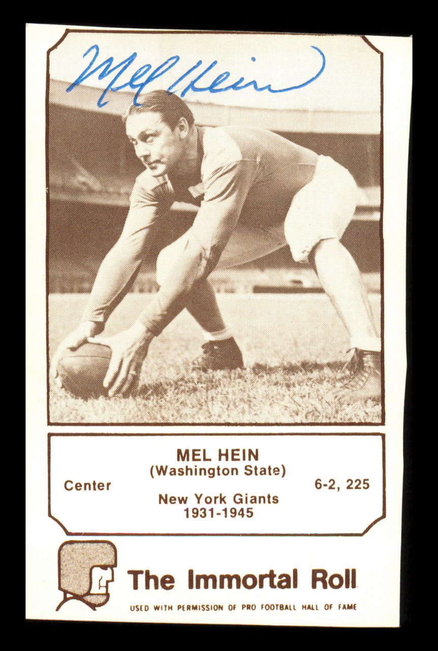 Mel Hein Autographed 1975 Fleer Card #12 New York Giants SKU #240906