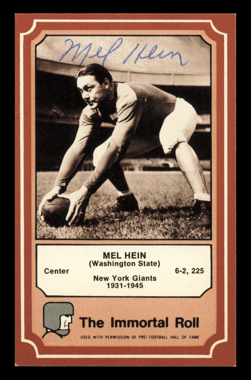 Mel Hein Autographed 1975 Fleer Card #12 New York Giants SKU #240909