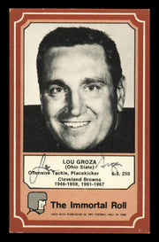 Lou Groza Autographed 1975 Fleer Card #81 Cleveland Browns SKU #240910