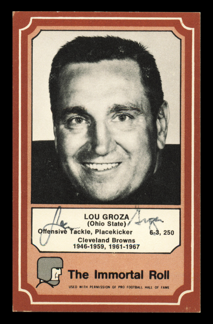 Lou Groza Autographed 1975 Fleer Card #81 Cleveland Browns SKU #240910