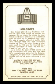 Lou Groza Autographed 1975 Fleer Card #81 Cleveland Browns SKU #240910