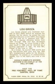 Lou Groza Autographed 1975 Fleer Card #81 Cleveland Browns To John SKU #240911