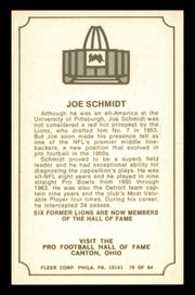 Joe Schmidt Autographed 1975 Fleer Card #79 Detroit Lions SKU #240913
