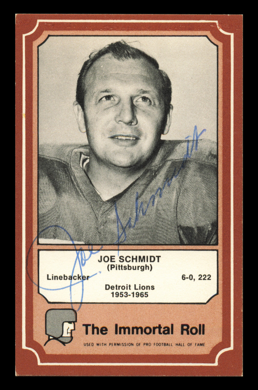 Joe Schmidt Autographed 1975 Fleer Card #79 Detroit Lions SKU #240915
