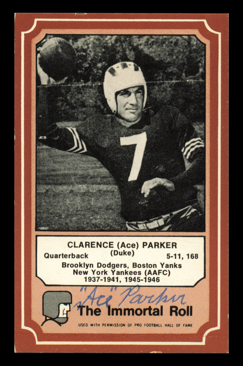 Clarence Ace Parker Autographed 1975 Fleer Card #68 Brooklyn Dodgers SKU #240919