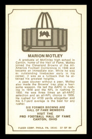 Marion Motley Autographed 1975 Fleer Card #37 Cleveland Browns SKU #240923