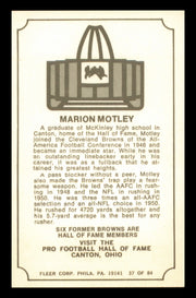 Marion Motley Autographed 1975 Fleer Card #37 Cleveland Browns SKU #240924