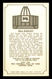 Bullett Bill Dudley Autographed 1975 Fleer Card #26 Pittsburgh Steelers SKU #240935