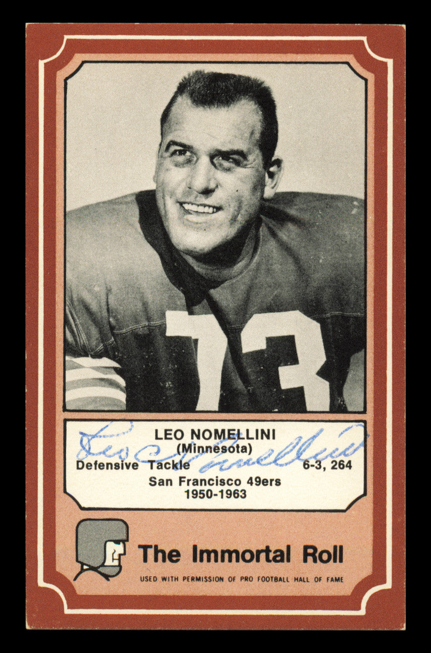 Leo Nomellini Autographed 1975 Fleer Card #38 San Francisco 49ers SKU #240939