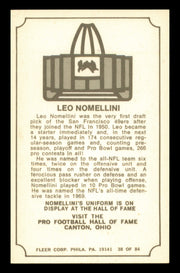 Leo Nomellini Autographed 1975 Fleer Card #38 San Francisco 49ers SKU #240939
