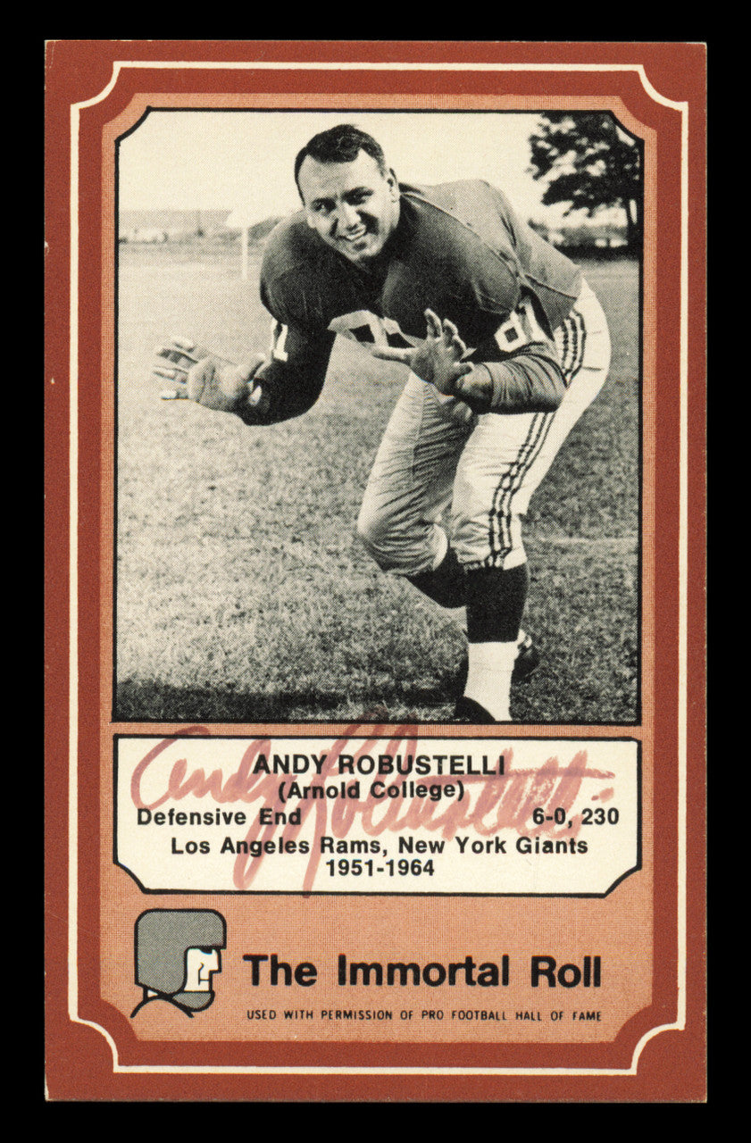 Andy Robustelli Autographed 1975 Fleer Card #40 New York Giants SKU #240940