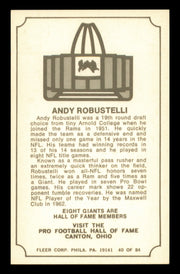 Andy Robustelli Autographed 1975 Fleer Card #40 New York Giants SKU #240940