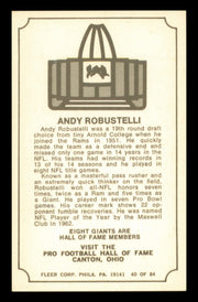 Andy Robustelli Autographed 1975 Fleer Card #40 New York Giants SKU #240941