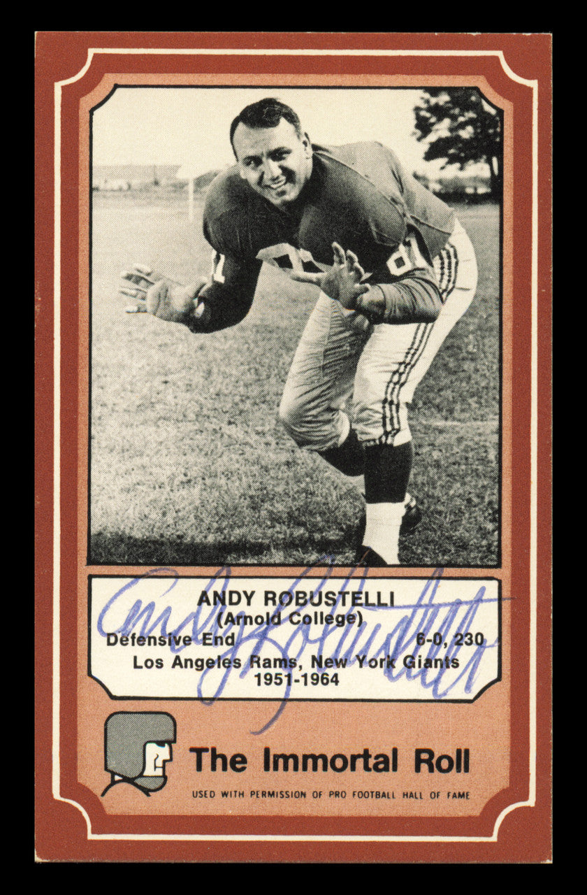 Andy Robustelli Autographed 1975 Fleer Card #40 New York Giants SKU #240942
