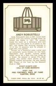 Andy Robustelli Autographed 1975 Fleer Card #40 New York Giants SKU #240942