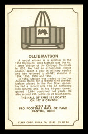 Ollie Matson Autographed 1975 Fleer Card #35 San Francisco 49ers SKU #240949