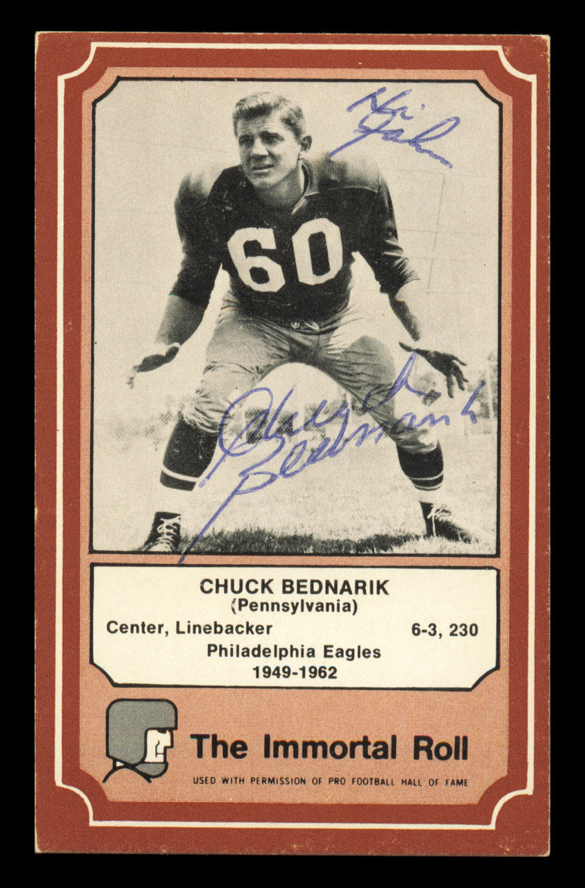 Chuck Bednarik Autographed 1975 Fleer Card #22 Philadelphia Eagles SKU #240954