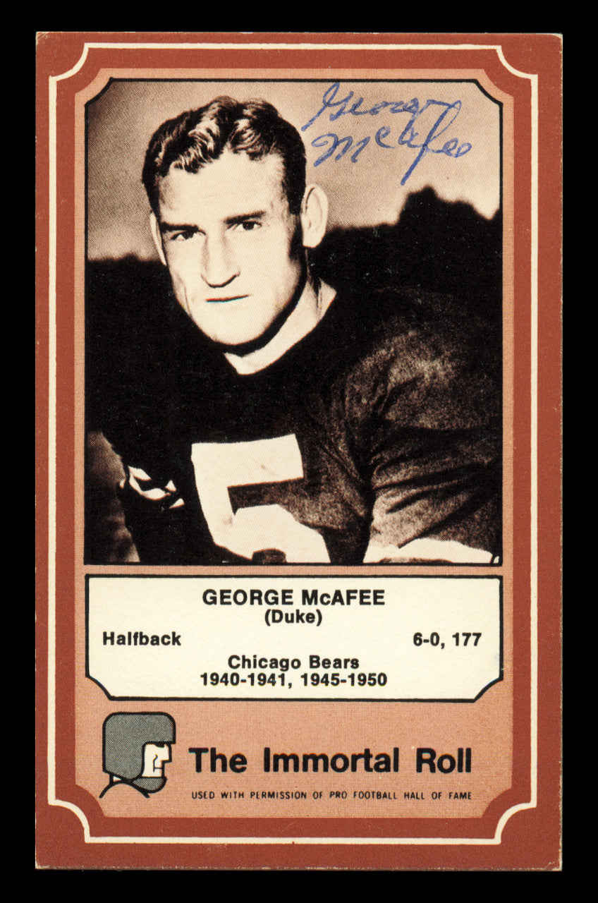 George McAfee Autographed 1975 Fleer Card #9 Chicago Bears SKU #240958