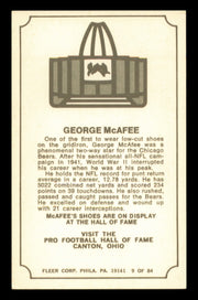 George McAfee Autographed 1975 Fleer Card #9 Chicago Bears SKU #240958